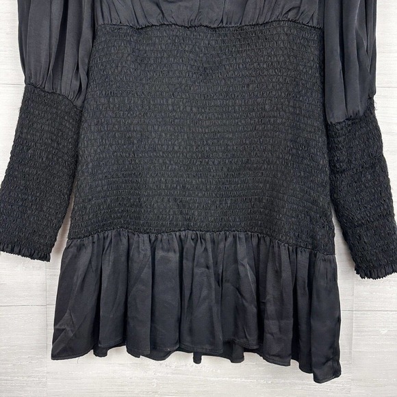Farm Rio Heart Neckline Mini Dress Size XS Black Ruffle Mock Neck Valentines - Picture 8 of 16